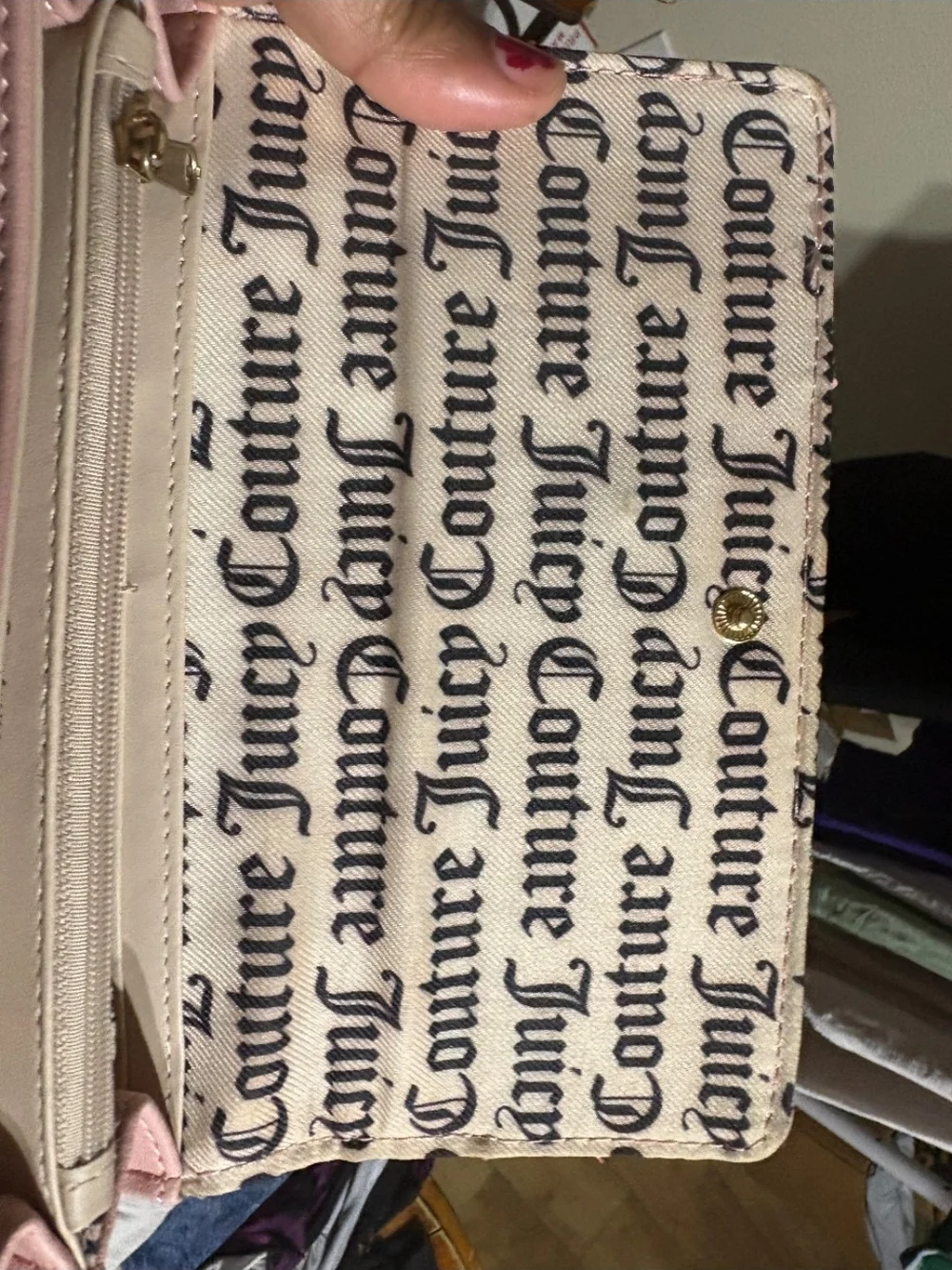 Juicy Couture Blush Pink Embossed Wallet with Gold Logo